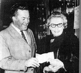 Bill Tennent with Mrs Bennett, licensee 1971